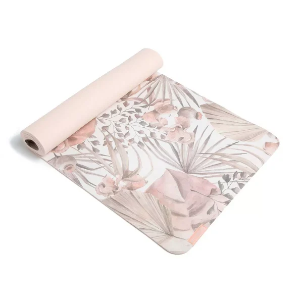 Suede Yoga Mat – White (6mm): Floral TPE Pilates Mat