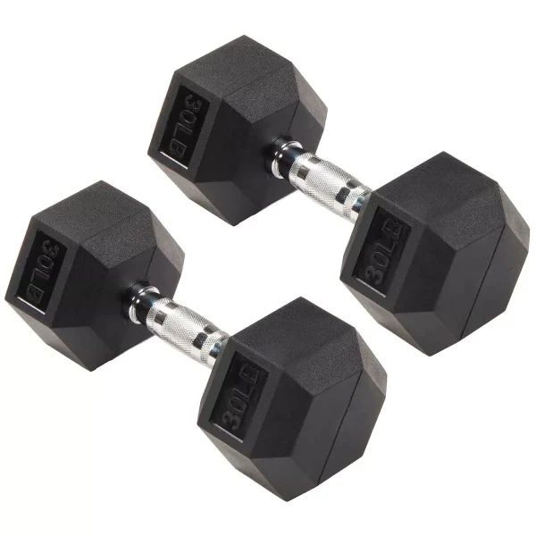 Dumbbells Non-Slip Free Weights Full Body Strength Training Home Gym Workout Equipment Set, 30 Pounds, Black
